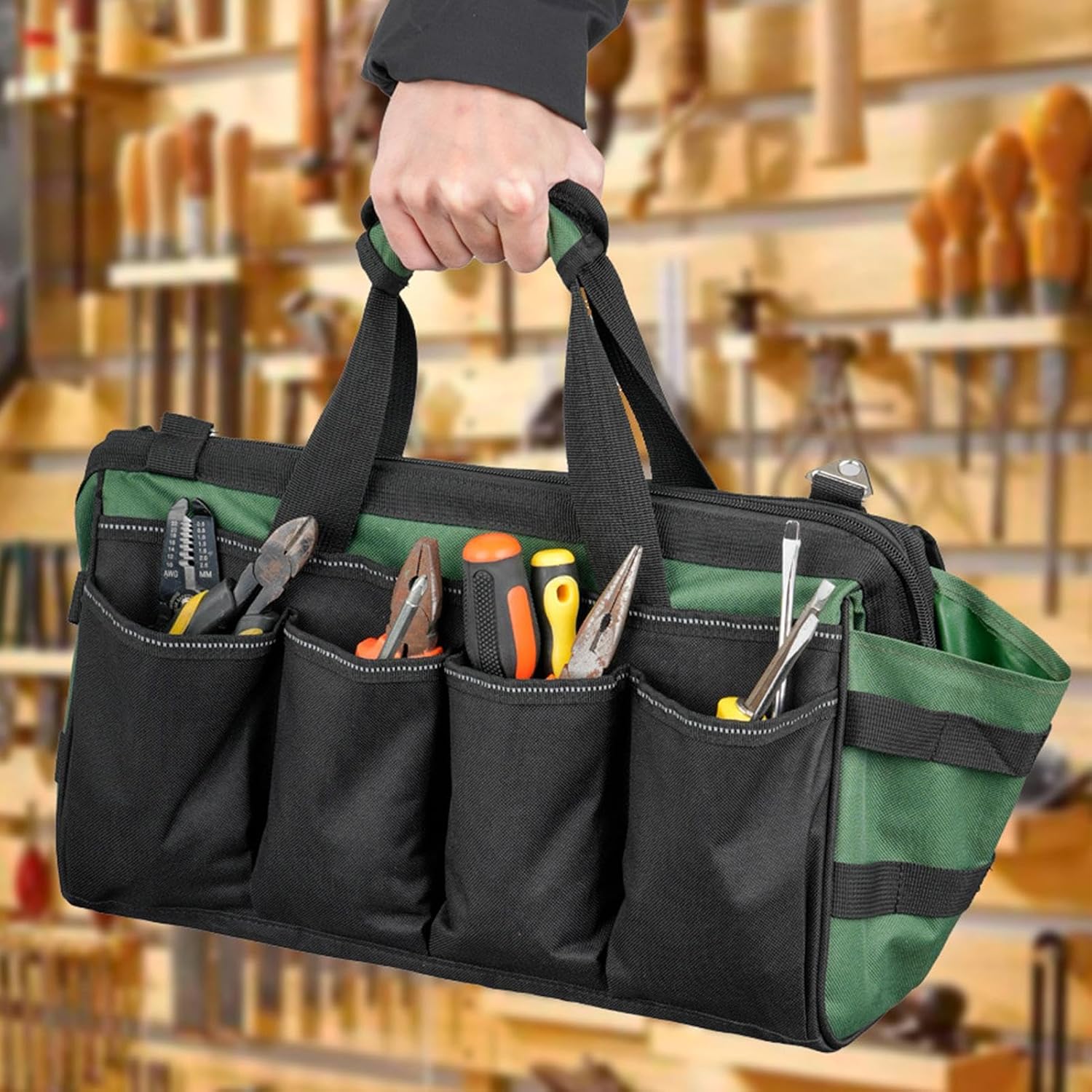  Sac De Rangement Pour Outils | Organiseur Portable Robuste – Sacs à Outils D'électricien à Large Ouverture Pour Homme, Mécanicien, électricien, Charpentier, Garage, Voyage, Réparation, Tournevis