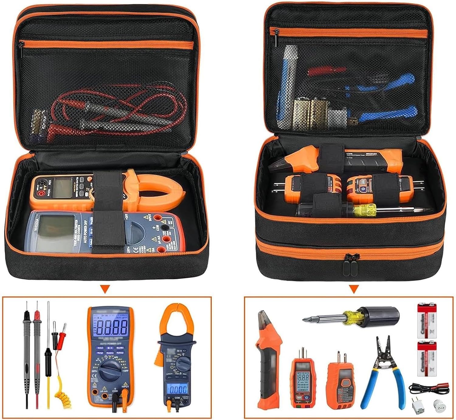 Genérico Sac à Outils étanche Pour électricien, Organisateur Multifonctionnel Pour Outils Mécaniques, Sac D'outils Pour Testeur De Prises, Boîte à Outils Avec Compartiments Pour Multimètre, Testeur Pour