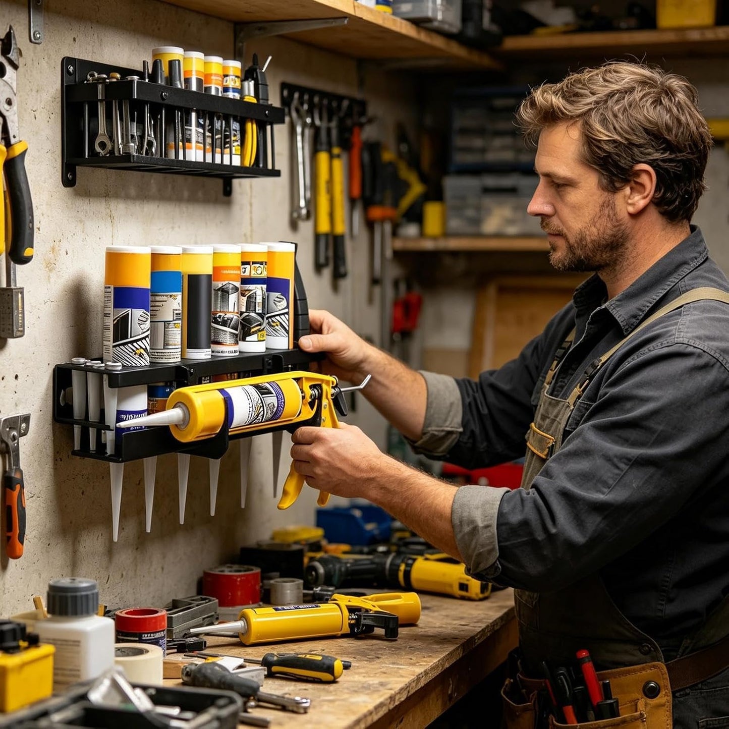 Support Porte-Tube À Graisse Mural | Rack De Rangement Pour Outils Tubulaires - Support Adhésif Mural,Pour Industrie, Maison, Garage, Atelier, Cabanon, Abri De Jardin, Entrepôt, Dépôt Et Le Stockage