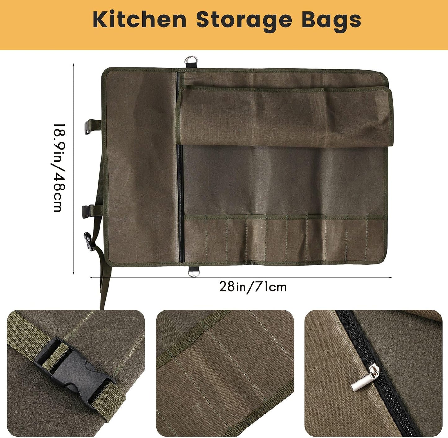 Sac à Roulettes Chef Couteau Sac Cuisine De Rangement Porte-Couteau Portable Couteau Multifonction Sac De Transport Chef Outil Organisateur