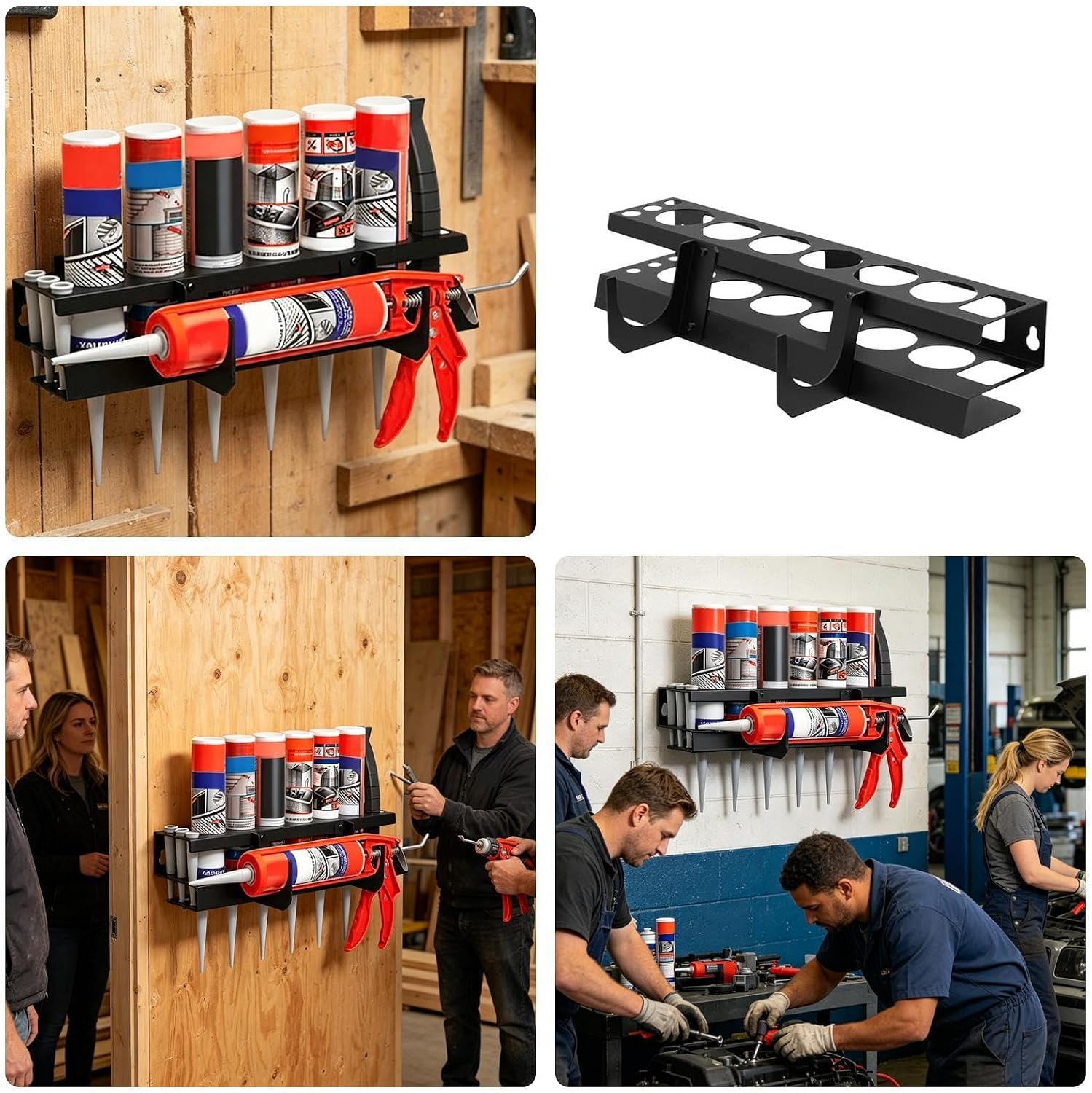  Support Porte-Tube À Graisse Mural - Rack De Rangement Pour Outils Tubulaires - Support Mural Pour Mastic - Idéal Pour Entrepôt, Atelier, Garage, Maison, Industrie, Abri De Jardin Et Espace De