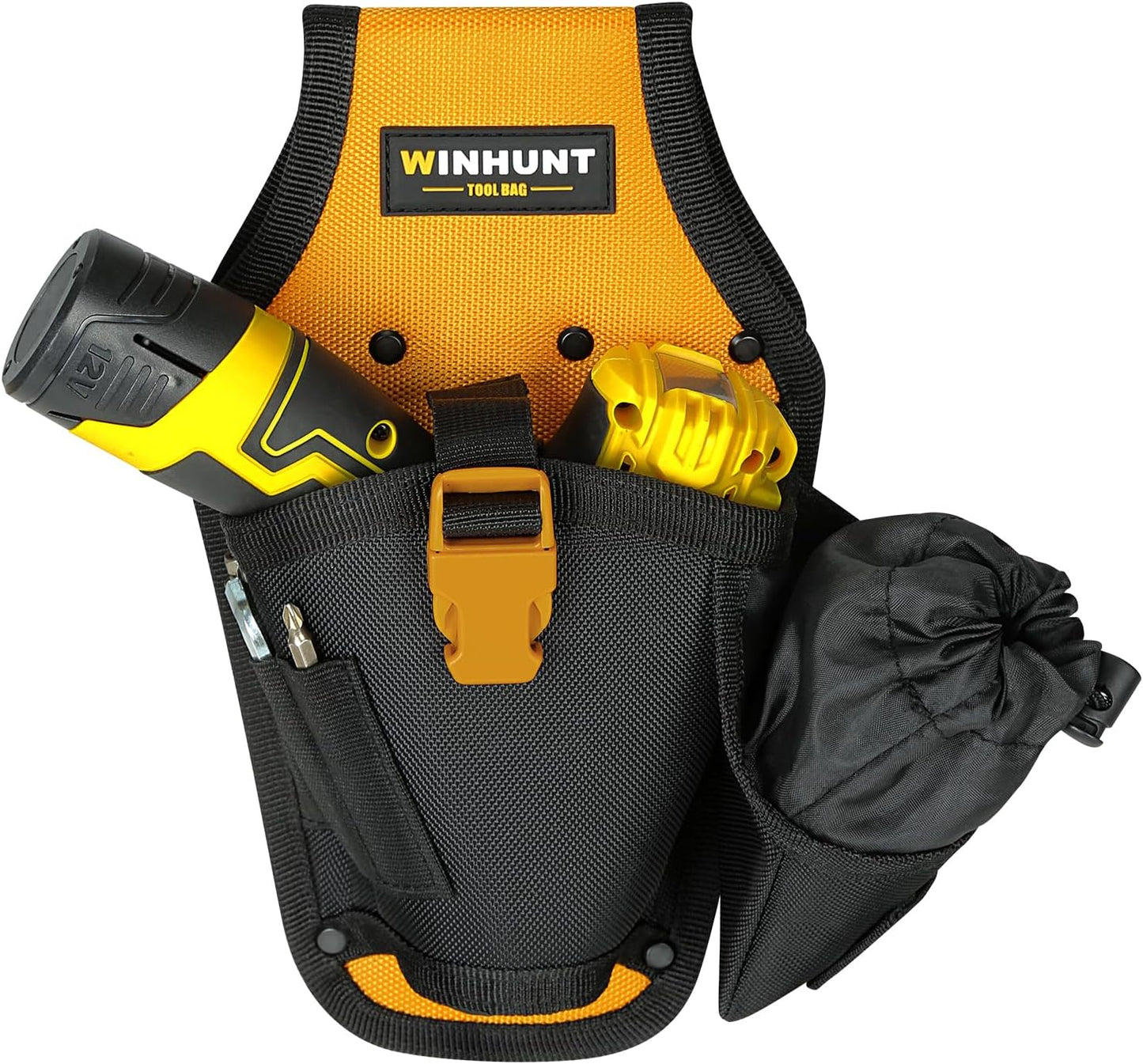  WINHUNT Ceinture Porte-outils Pour Perceuse, 30 X 17 X 6 Cm, Noir Et Jaune, Sac à Outils Robuste En Matériau 600D