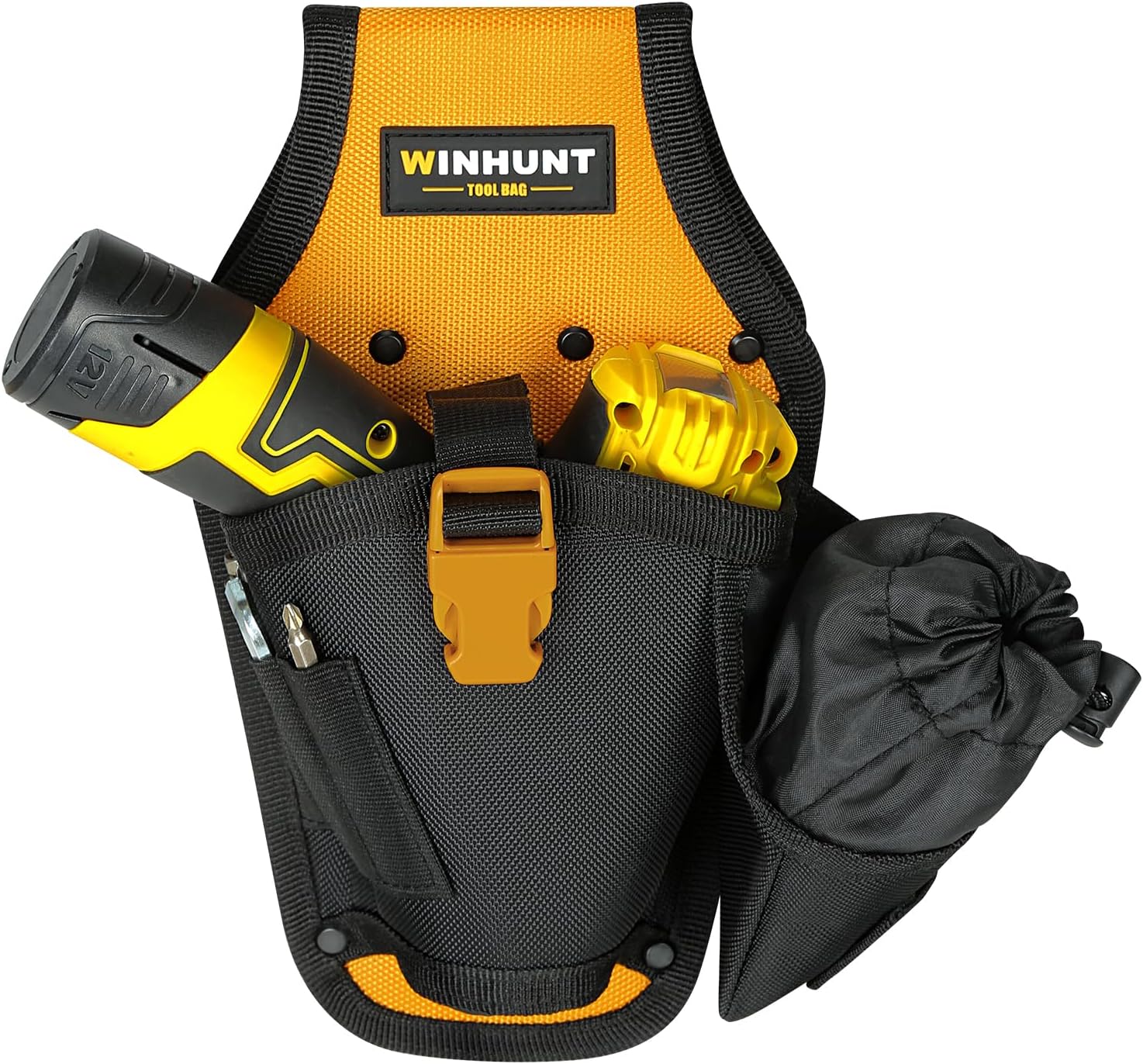  WINHUNT Ceinture Porte-outils Pour Perceuse, 30 X 17 X 6 Cm, Noir Et Jaune, Sac à Outils Robuste En Matériau 600D