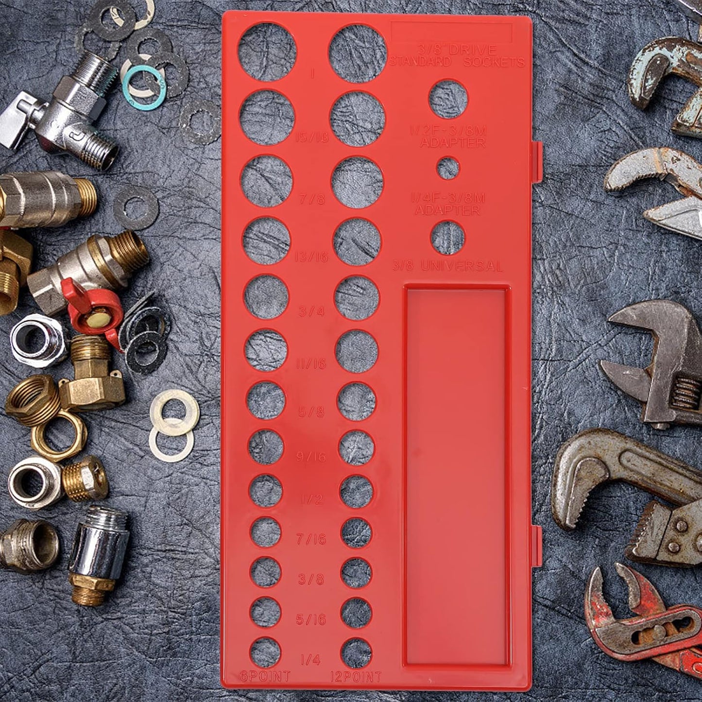  Angoily Lot De 3 Supports De Douilles Murales Rouges En Abs, Organisateurs De Prises Résistants La Corrosion Pour Rangement Facile Des Outils 1/4, 3/8 Et 1/2 Pouces
