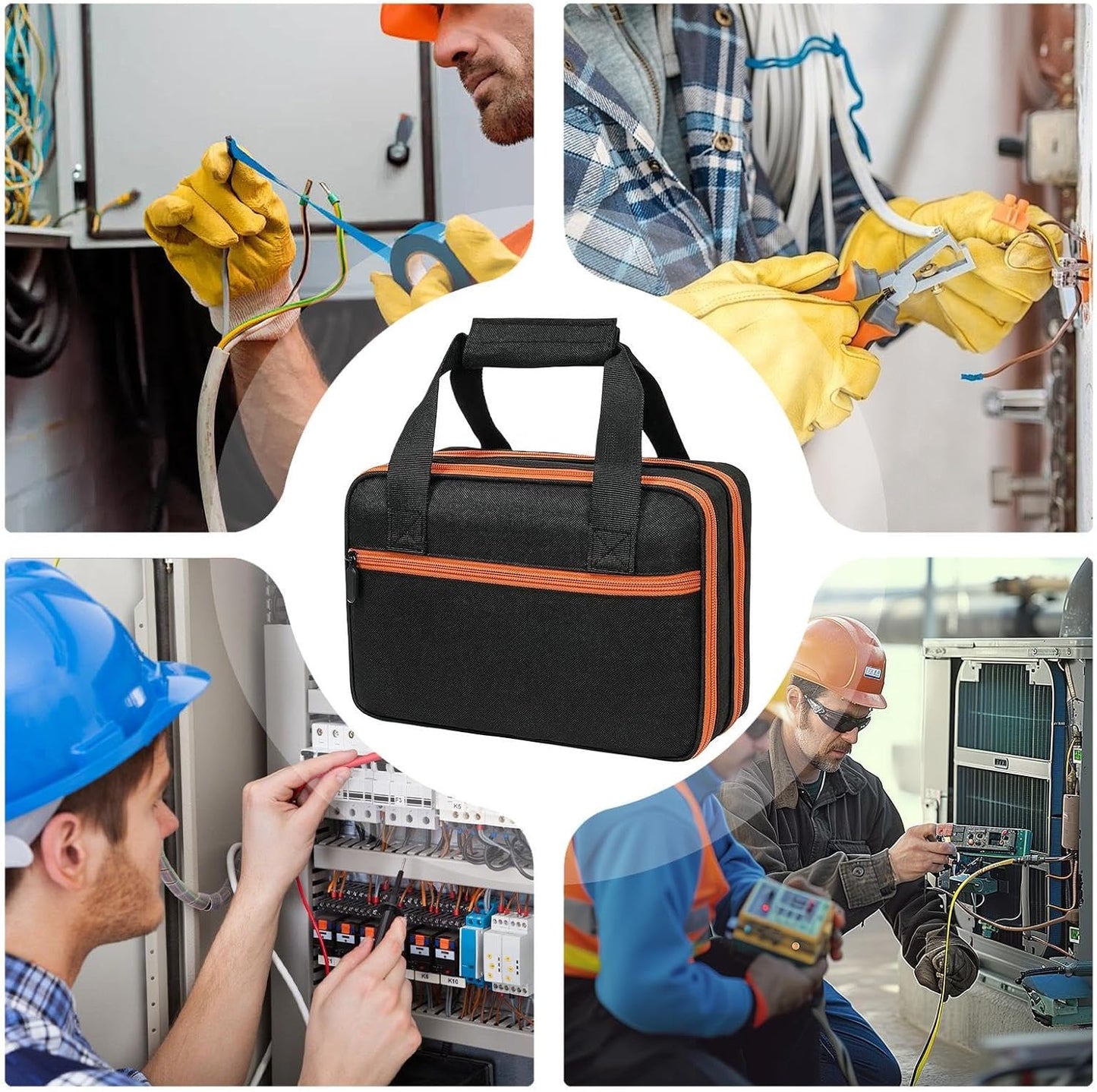 Genérico Sac à Outils étanche Pour électricien, Organisateur Multifonctionnel Pour Outils Mécaniques, Sac D'outils Pour Testeur De Prises, Boîte à Outils Avec Compartiments Pour Multimètre, Testeur Pour