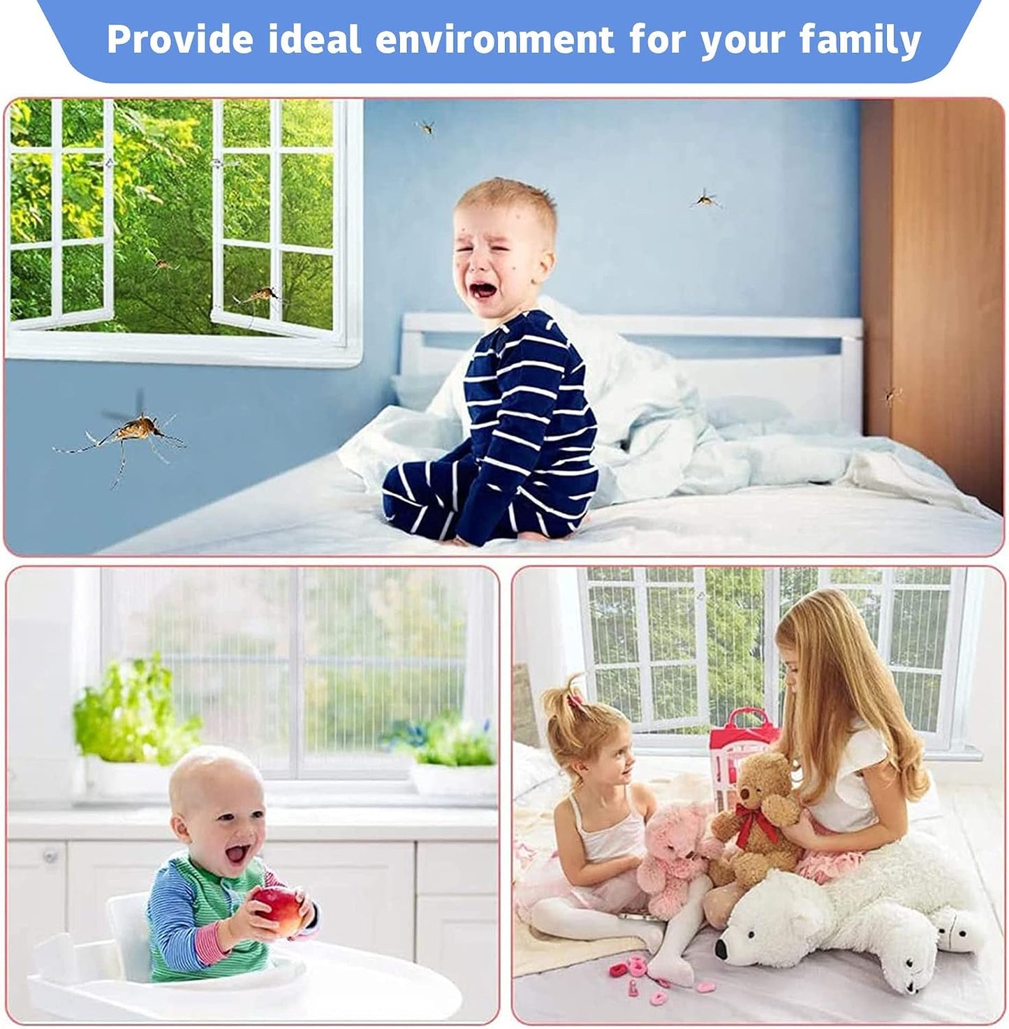  Magnetic Window Mosquito Netting, 120 X 110 Cm, Magnetic Window Mesh, Ultra Fine Mesh For Most Windows, Brown