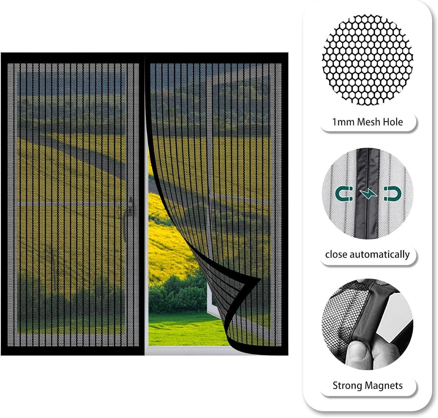  Magnetic Mosquito Net For Doors And Windows, 117 X 121 Cm, Magnetic Mosquito Net For Windows And Patio, White