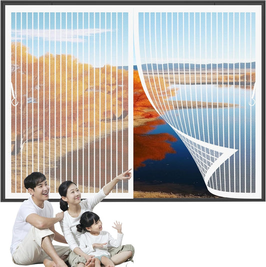  Magnetic Window Mosquito Net 99 X 95 Cm (W X H) Magnetic Seal Top And Bottom With Automatic Closure, Anti-Mosquito Curtain For Windows, White