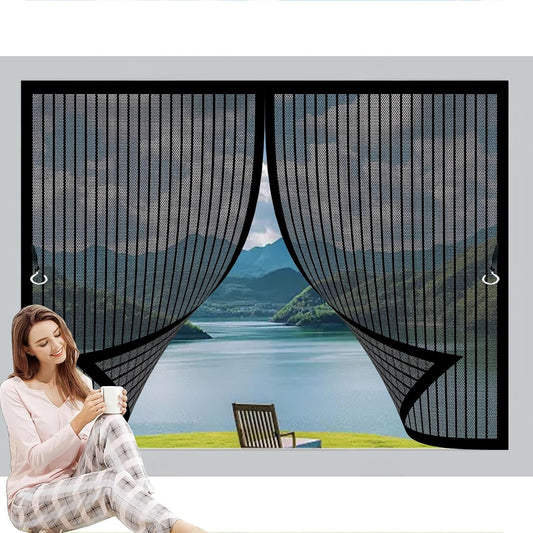  Magnetic Window Mosquito Net 133 X 84 Cm Anti-Mosquito Automatic Closing No Drilling Fine Mesh Anti-Mosquito Curtain For Doors, Various Sizes, Black
