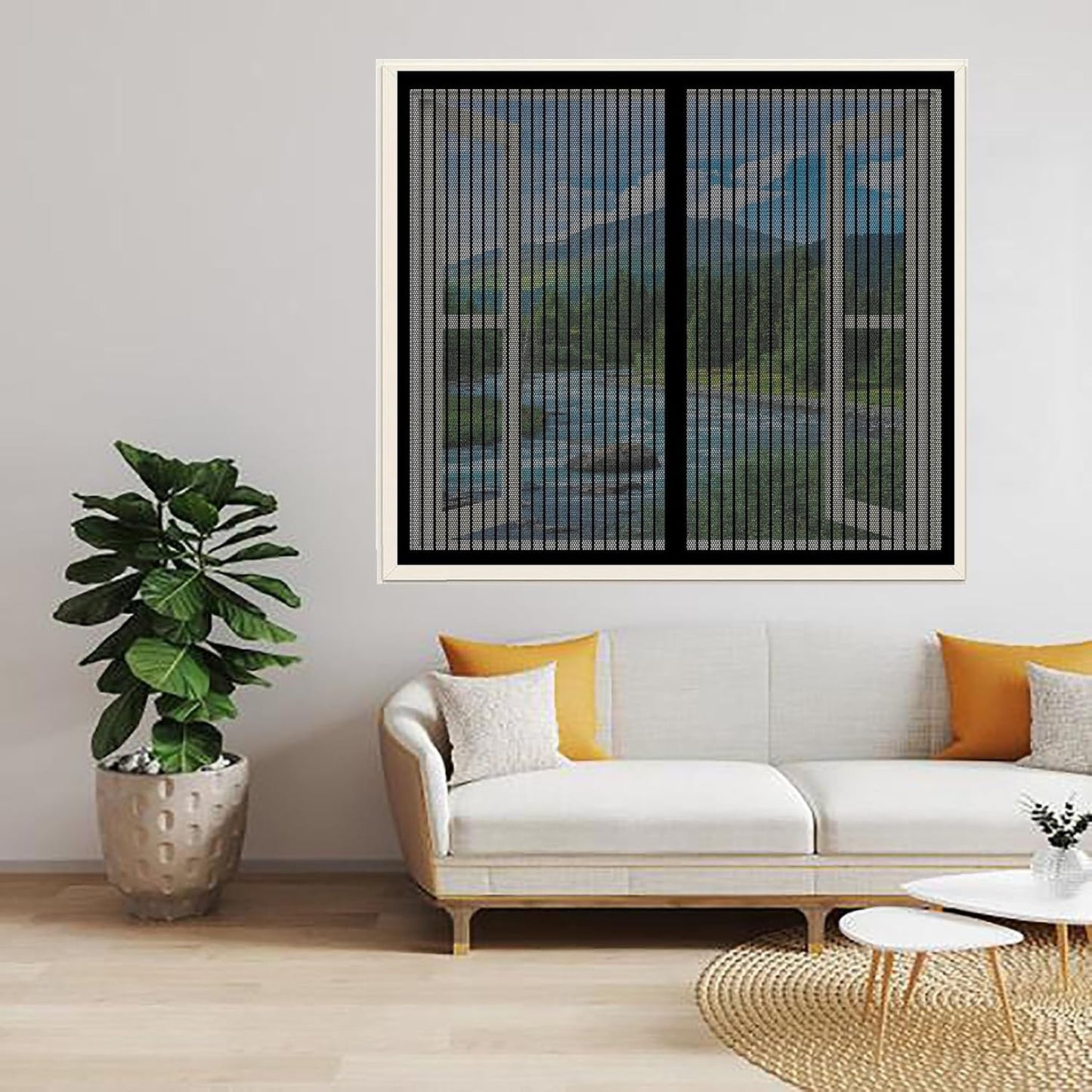  Mosquito Nets For Window 79 X 94 Cm Anti-Mosquito And Anti-Dust Mosquito Net Custom No Drilling Easy To Install For Front Door Interior And Windows, Black