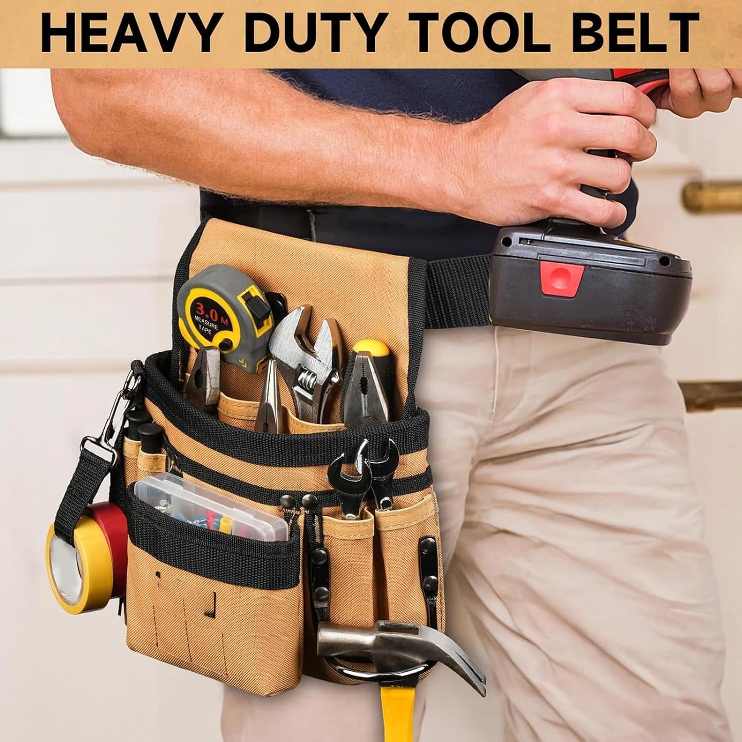  Ceinture à Outils Robuste Réglable Et Poches Amovibles En Tissu Renforcé Confortable Pour Organiseurs De Sac Banane