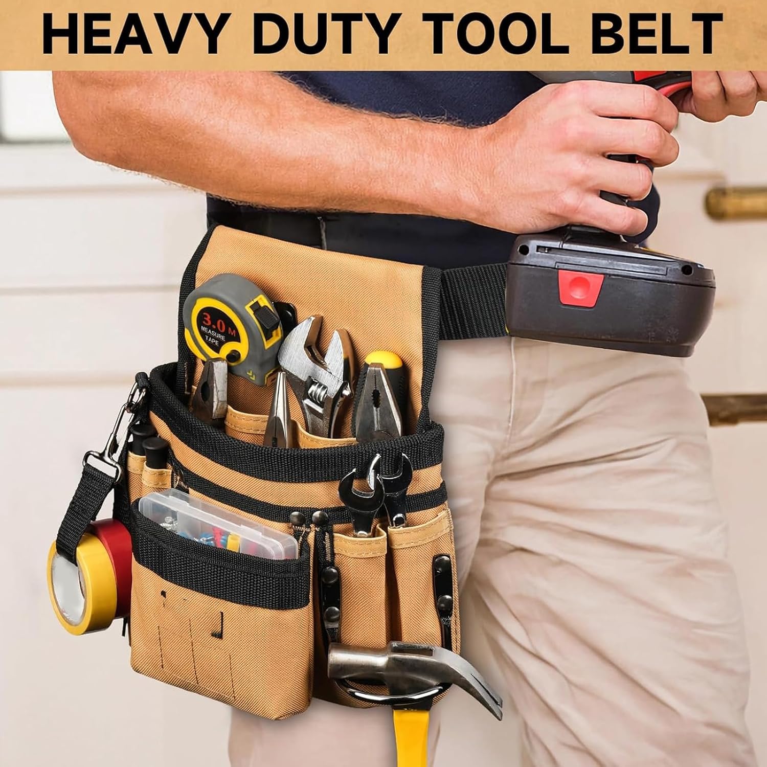  Ceinture à Outils Robuste Réglable Et Poches Amovibles En Tissu Renforcé Confortable Pour Organiseurs De Sac Banane