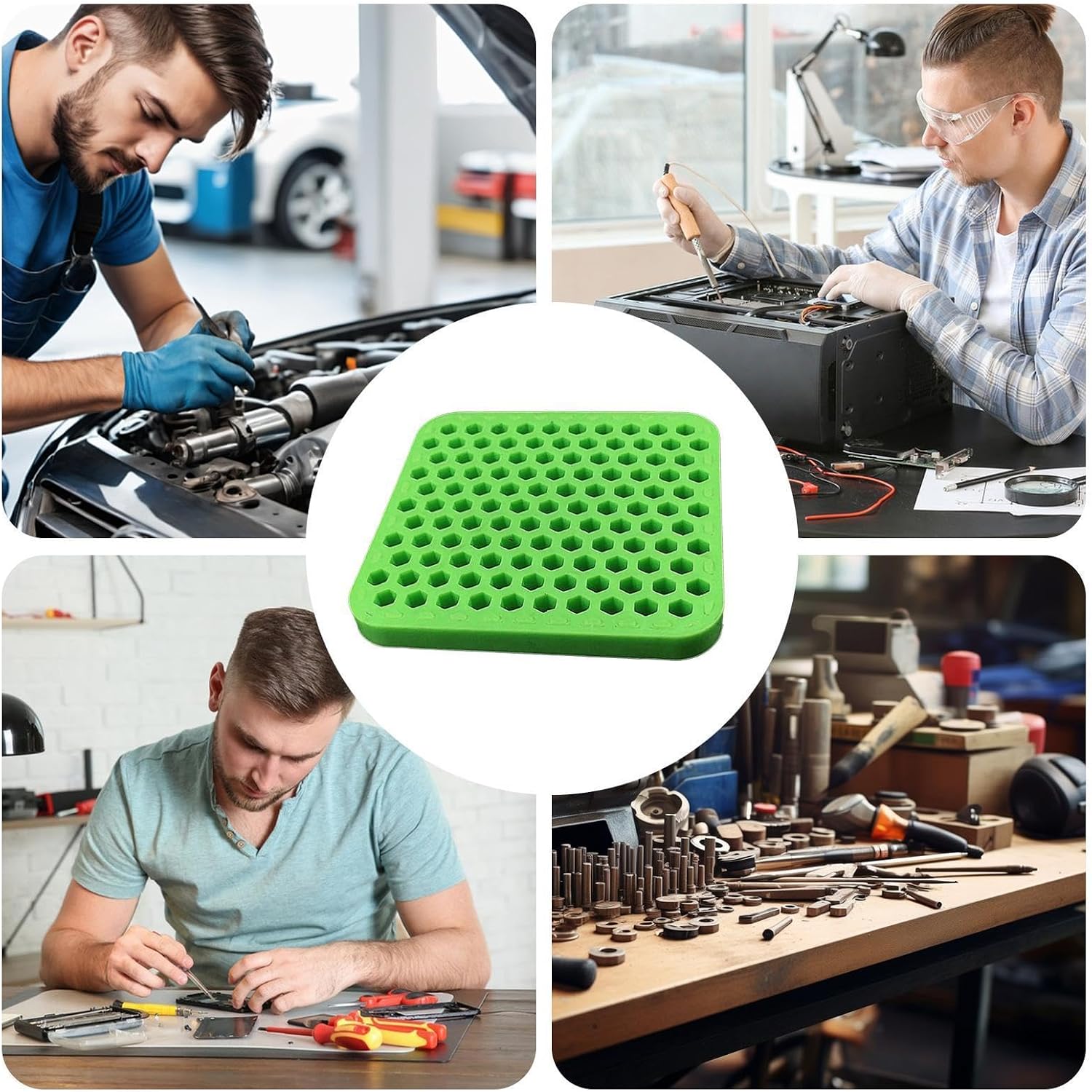  Compact Parts Organiseur De Matériel En Silicone 10,9 X 10,3 X 1 Cm Boîte à Outils Avec Disposition Segmentée, Système De Support D'outils, Style De Design Antidérapant, Rangement De Fixation
