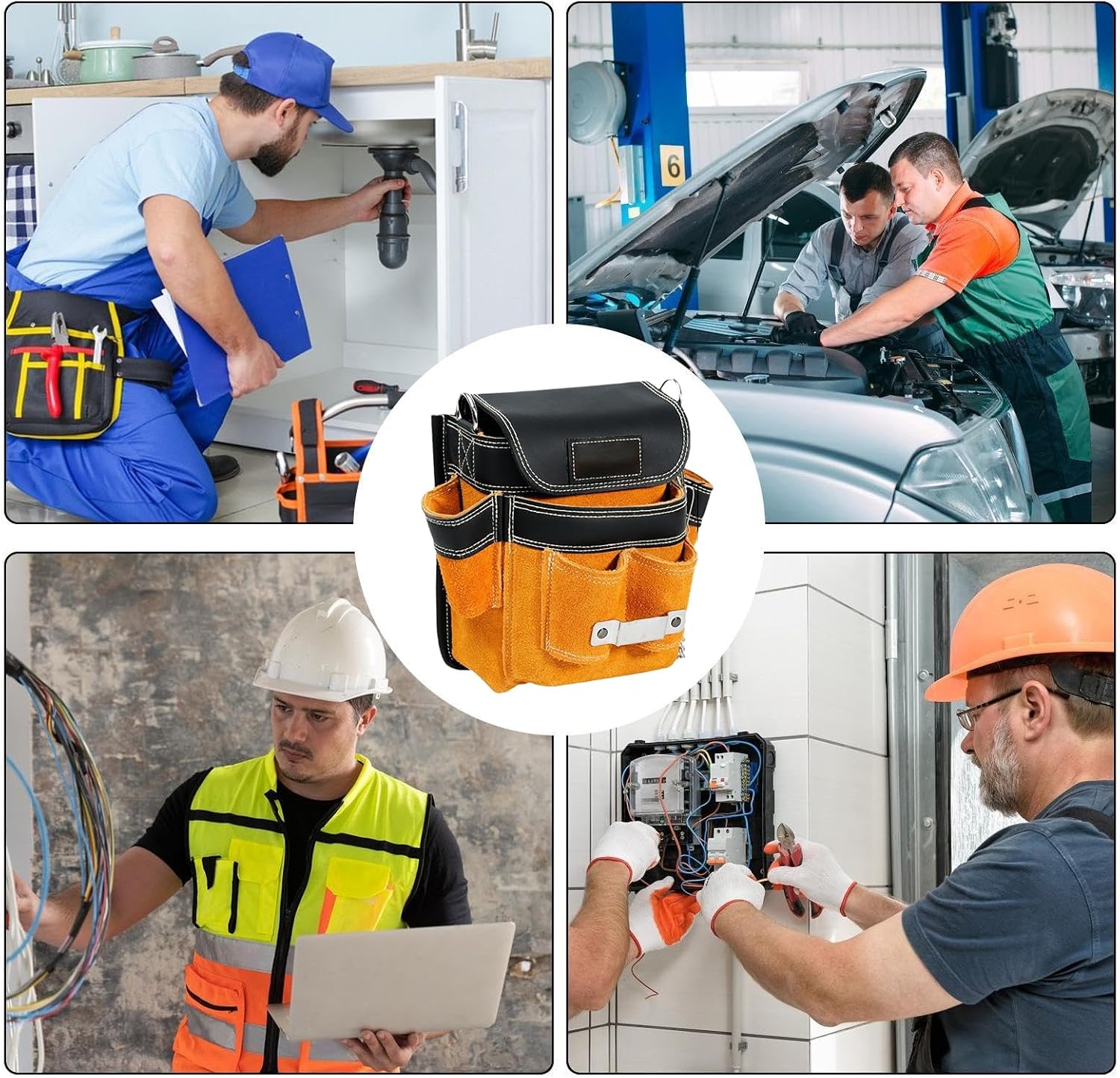  Générique Sacoche Ceinture À Outils - Support De Taille Imperméable | Avec Bretelle Amovible Et Ceinture Porte-Outil - Pour Les Travaux De Construction, D'Électricité, De Maintenance, De