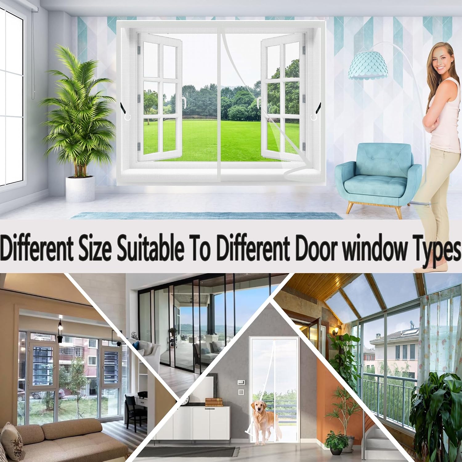 Mosquito Net For Windows, 225 X 140 Cm Anti-Pollen Net With Innovative Magnetic Fastening | Fly Netting, Pollen Protection, No Drilling Required, White
