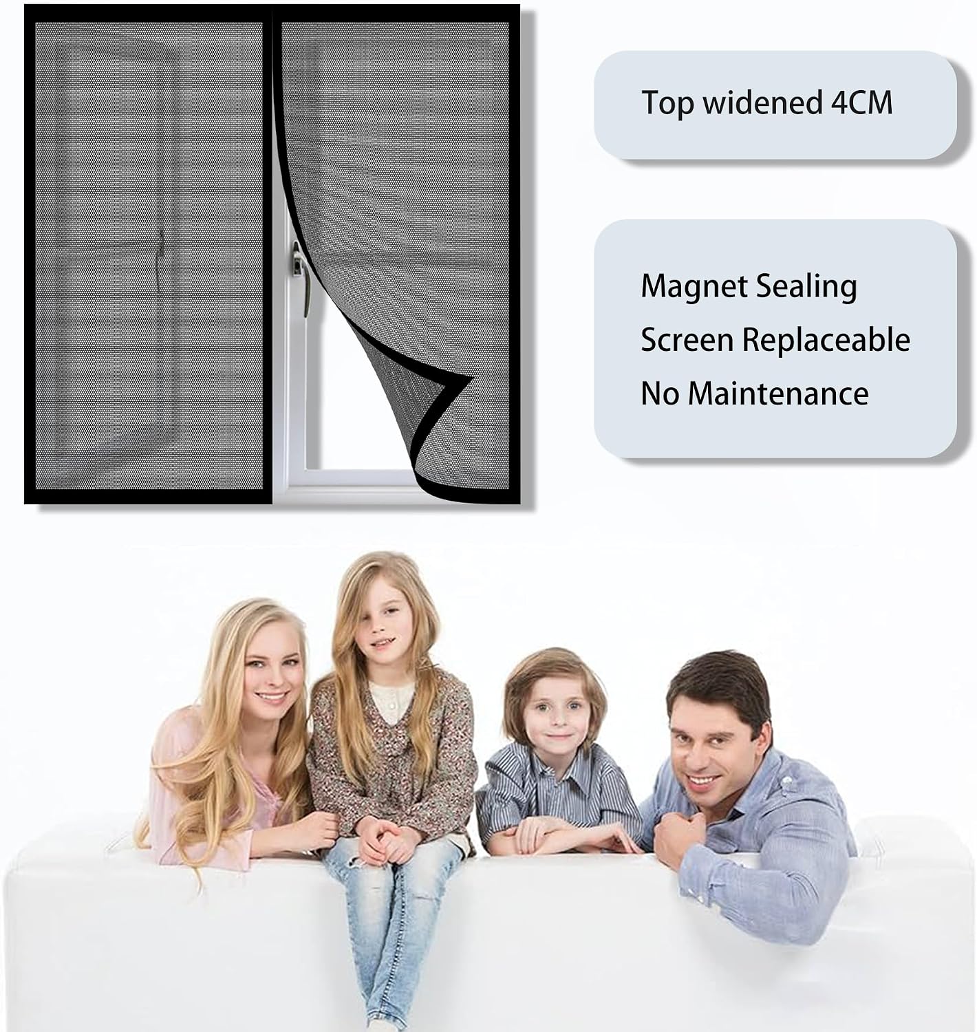  Diy Adjustable Magnetic Mosquito Net 97 X 107 Cm Mosquito Net Magnetic Door Breathable Ultra Thin Mesh For Home Windows, White