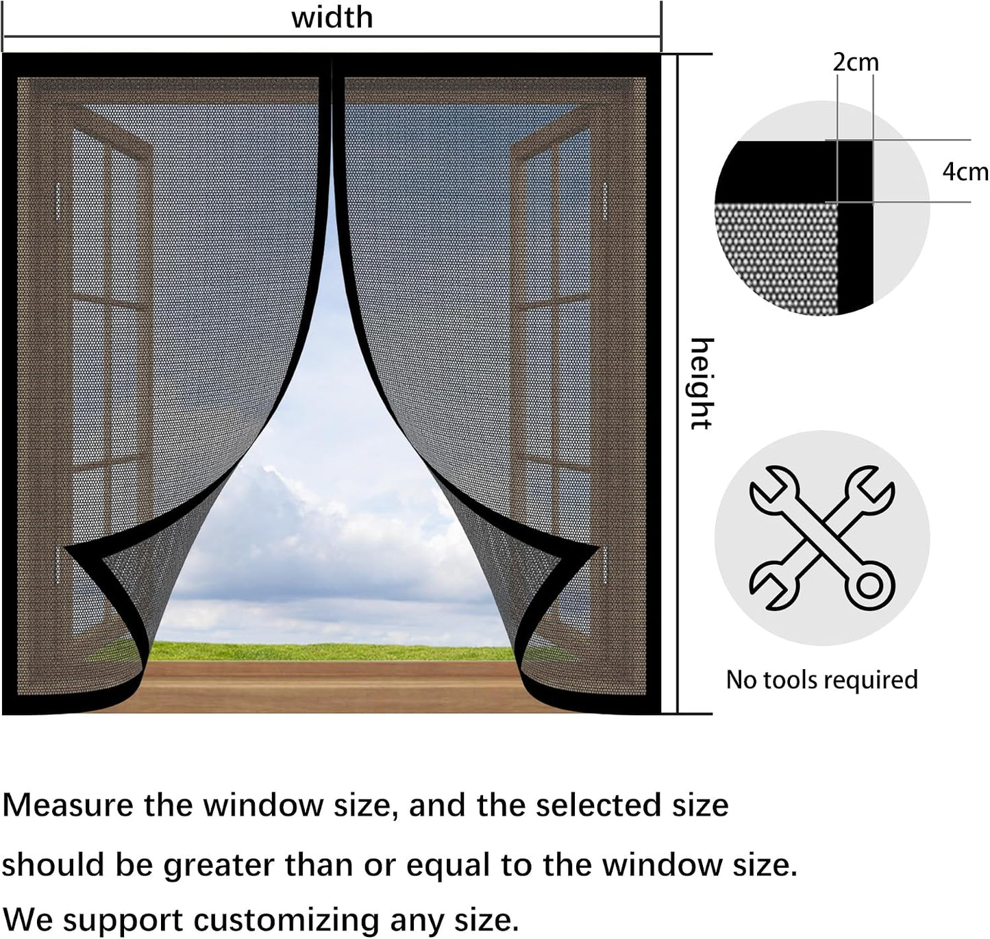  No Drilling Window Mosquito Net 118 X 147 Cm Self Adhesive Mesh No Drilling Easy To Install For Home Windows, White