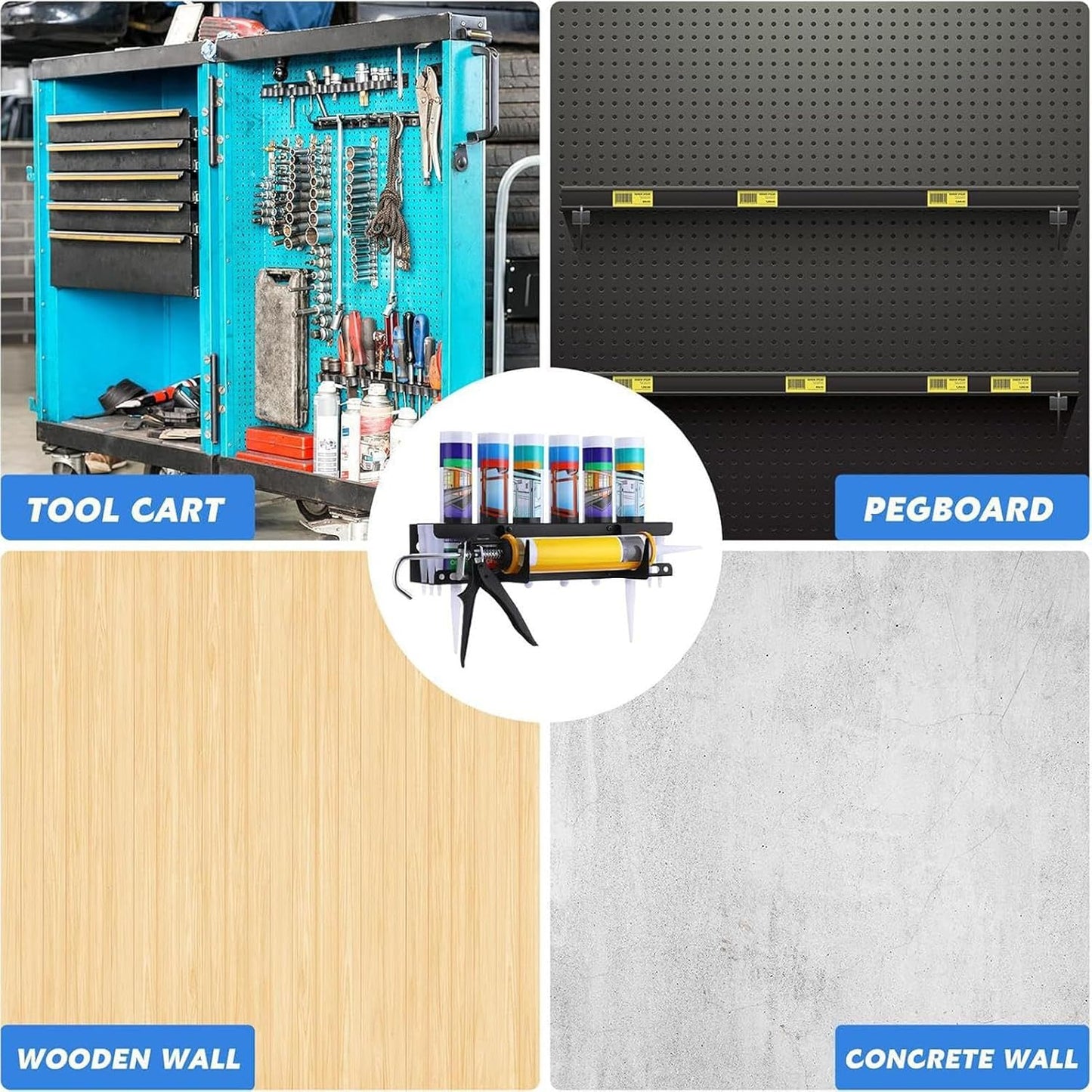  Support Mural Pour Tubes De Calfeutrage - Solution De Rangement Durable - Idéal Pour La Construction, La Rénovation, L'entretien, Les Bricoleurs, L'amélioration De La Maison - Facile à Utiliser