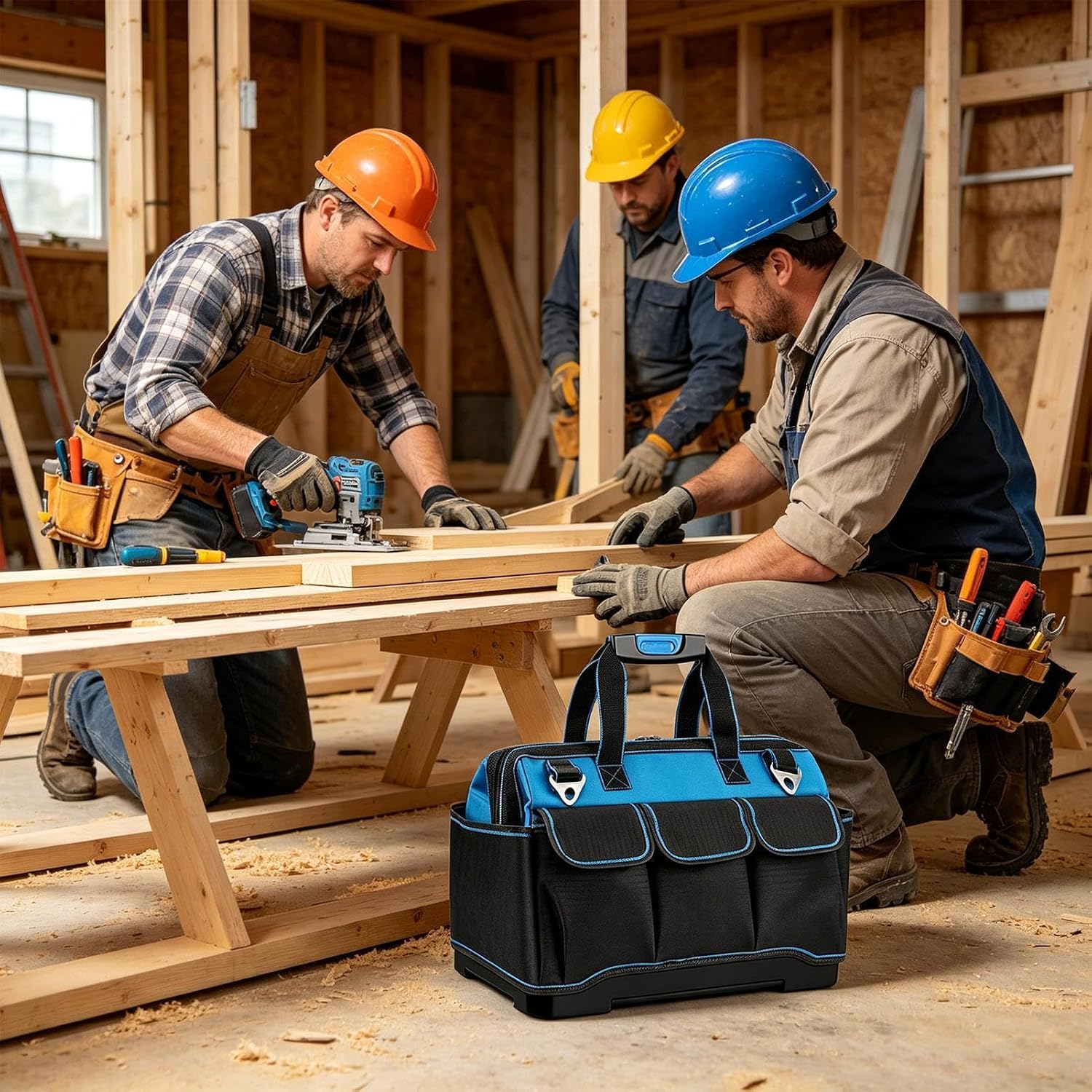 GENERIC Sac À Outils Pour Hommes, Poignée Ergonomique Imperméable Renforcée, Grand Sac À Outils De Travail, Pour Voyage En Plein Air Construction Réparation Auto Maison Garage Papa Père Électricien