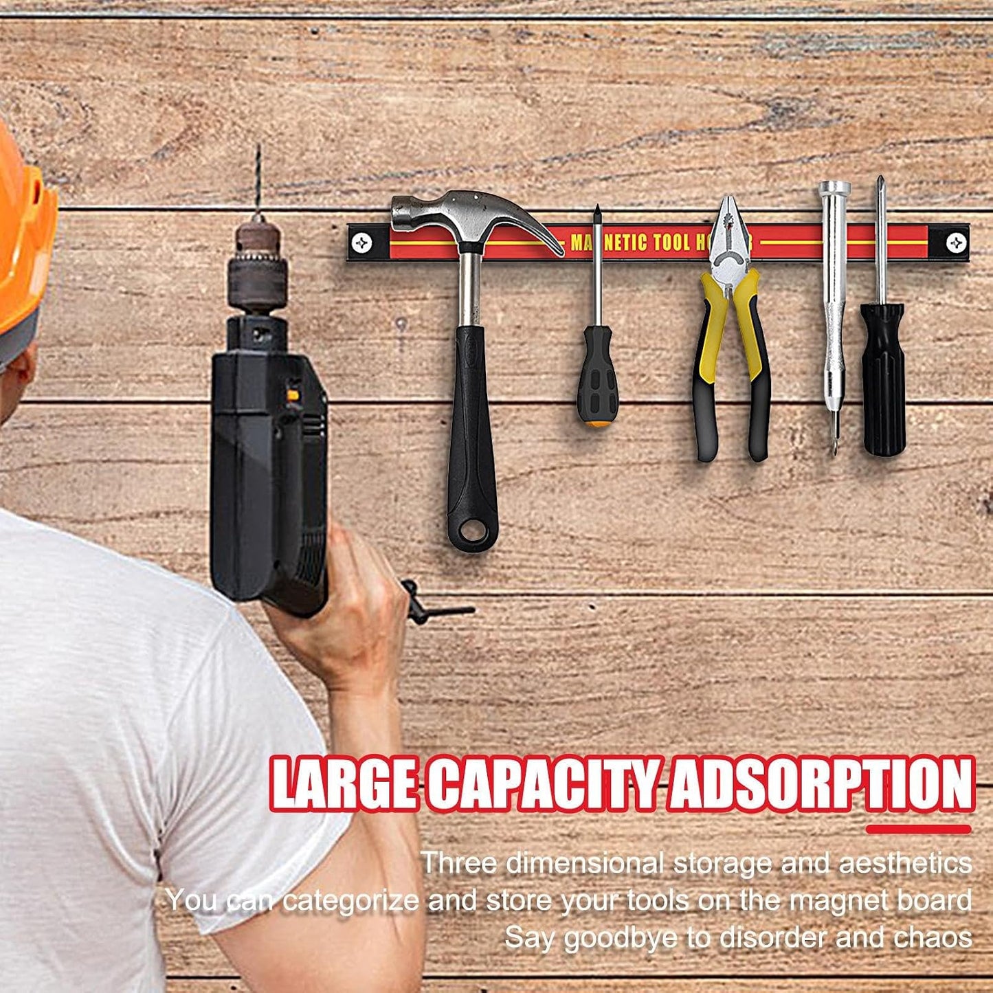  Porte-outils Magnétique - Barre Magnétique Pour Outils - Support Mural Magnétique De Grande Capacité - Barre D'outils En Métal Pour Atelier, Maison, Organisateur D'outils Peu Encombrant