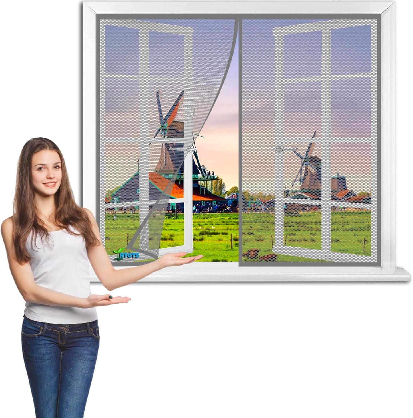  Magnetic Mosquito Net Window Screen Magnetic, 60 X 60 Cm Tool-Free Installation Custom Mosquito Net Door Magnetic Seal Top And Bottom【Grey】