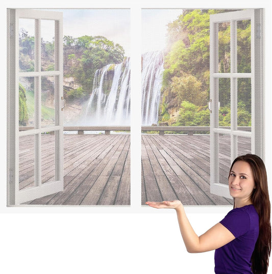  No Drilling Window Mosquito Net 118 X 147 Cm Self Adhesive Mesh No Drilling Easy To Install For Home Windows, White