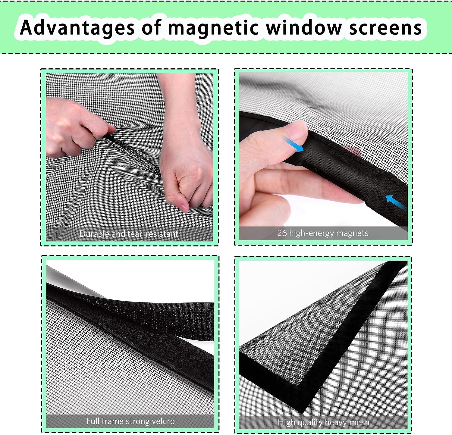  Mosquito Net Window 138 X 118 Cm Extendable Fibreglass Mesh Automatic Closure And Detachable For Living Room Window, White