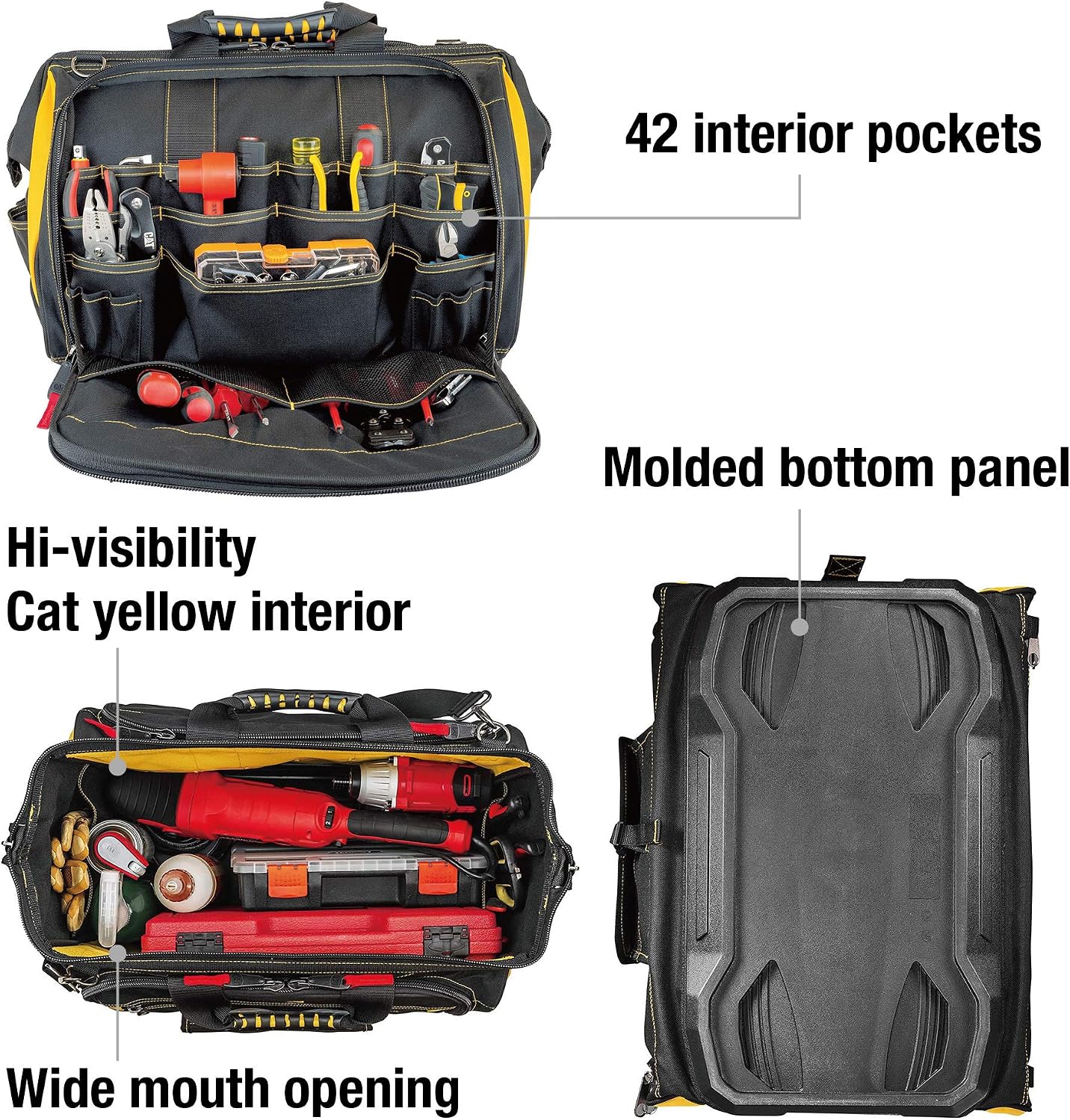 CAT Sac à Outils Pro 18 Pouces - 56 Poches - Polyester 1680D - 240051