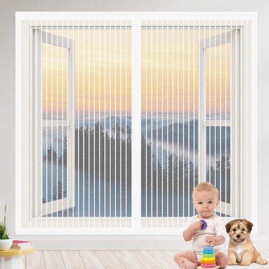  Diy Adjustable Magnetic Mosquito Net 93 X 73 Cm Adjustable Automatic Closing No Drilling For Windows Doors, White