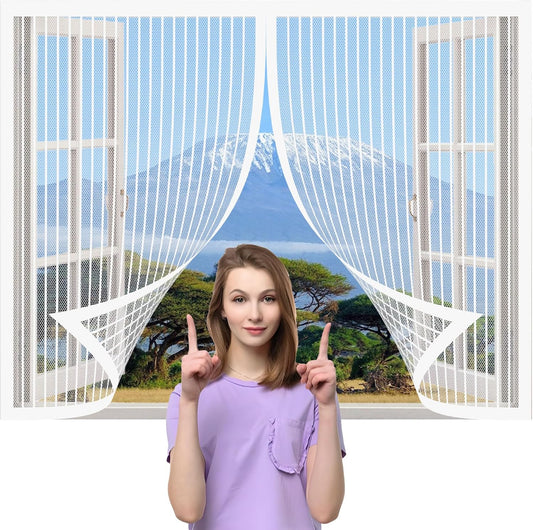  Mosquito Net Window 89 X 138 Cm Balcony Mosquito Net Automatic Closure Self-Adhesive For Most Windows, White