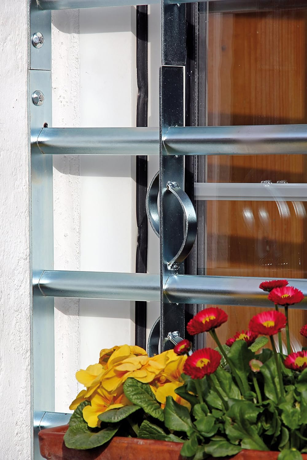  Alberts 563646 Secorino Style Window Grille | Sliding For External Windows | Burglar Protection Grille | Galvanised In Blue | 600 X 500-650 Mm
