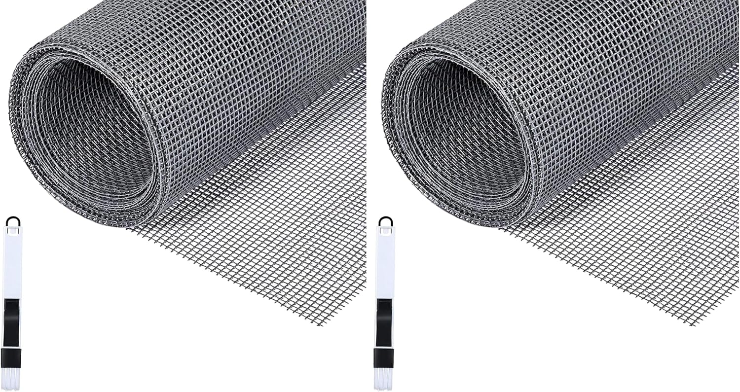  Fillis Window Insect Screen, 150 X 500 Cm, Fibreglass Insect Screen By The Metre DIY With Cleaning Brush, Mosquito Net For Windows, Balcony Door And Living Room, Grey (Pack Of 2)