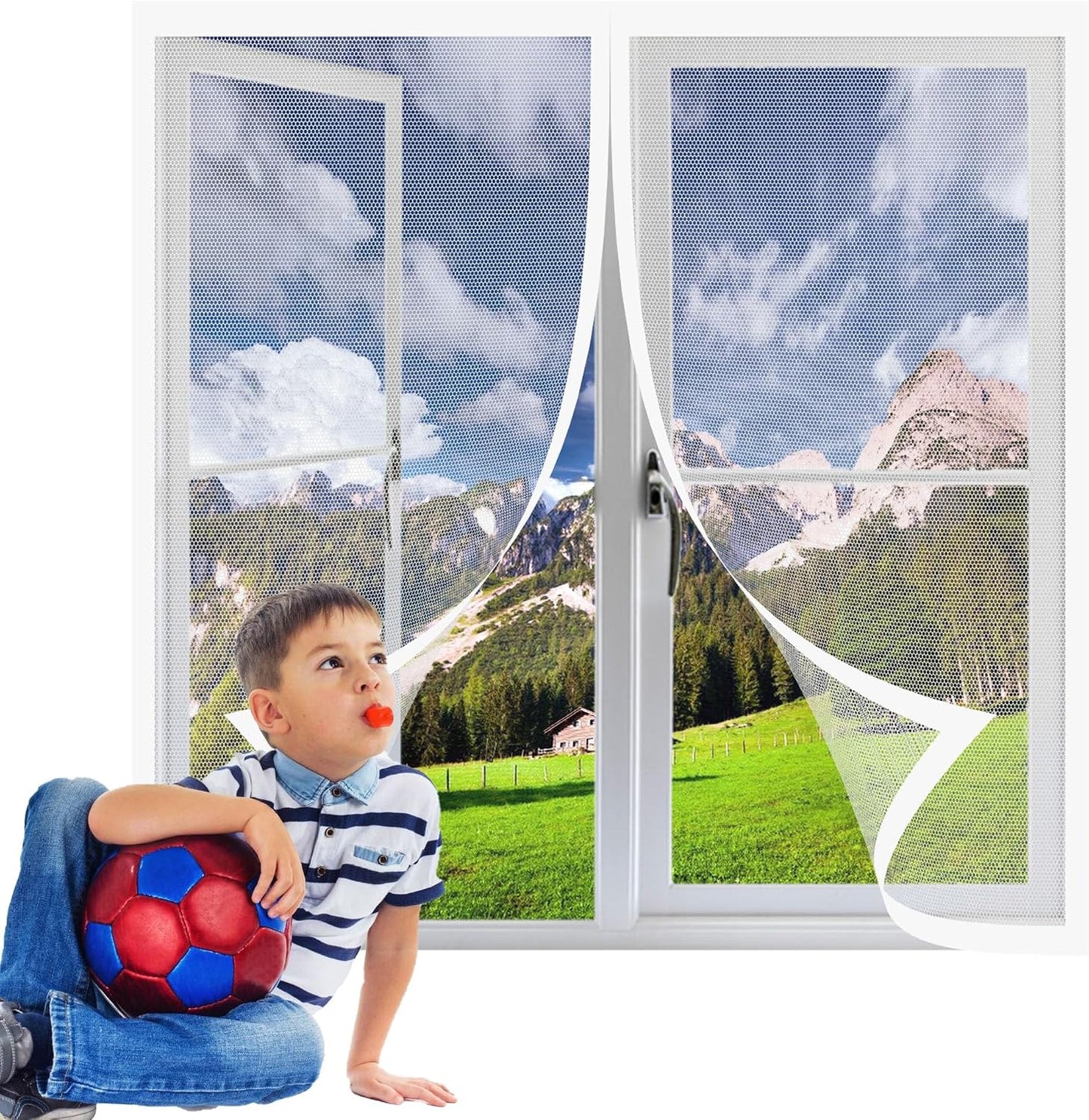  Magnetic Mosquito Net 240 X 140 Cm Magnetic Mosquito Net Without Tools Powerful Magnets For Bay Window Sliding Window, White