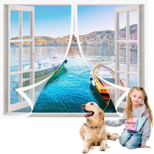  Magnetic Mosquito Net For Windows, 110 X 170 Cm, Magnetic Window Insect Screen, Easy Installation For Windows Doors, White