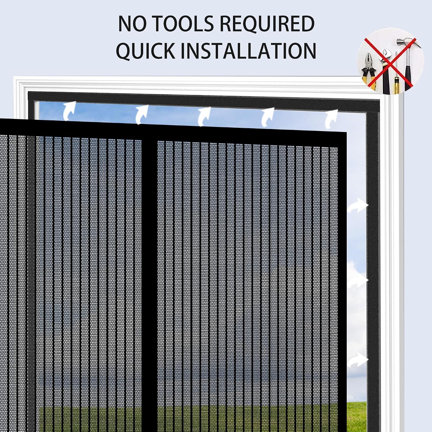  Window Insect Screen 50 X 176 Cm Ultra Thin Automatic Magnetic Closure Mesh Automatic Closure No Drilling For Most Windows, Black