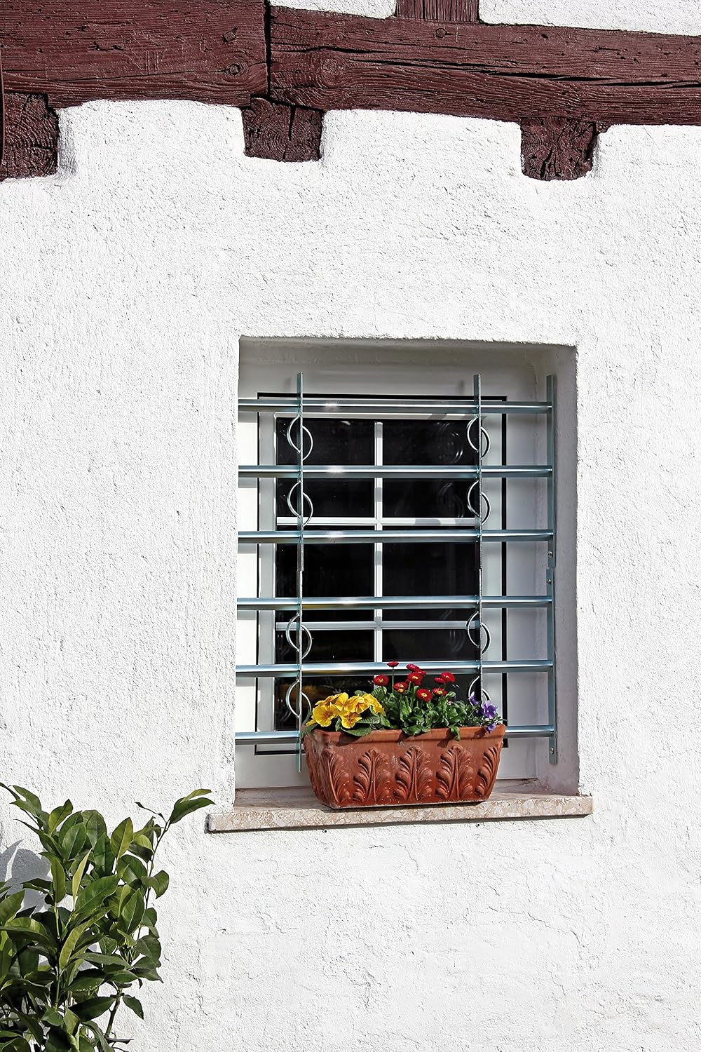  Alberts 563646 Secorino Style Window Grille | Sliding For External Windows | Burglar Protection Grille | Galvanised In Blue | 600 X 500-650 Mm