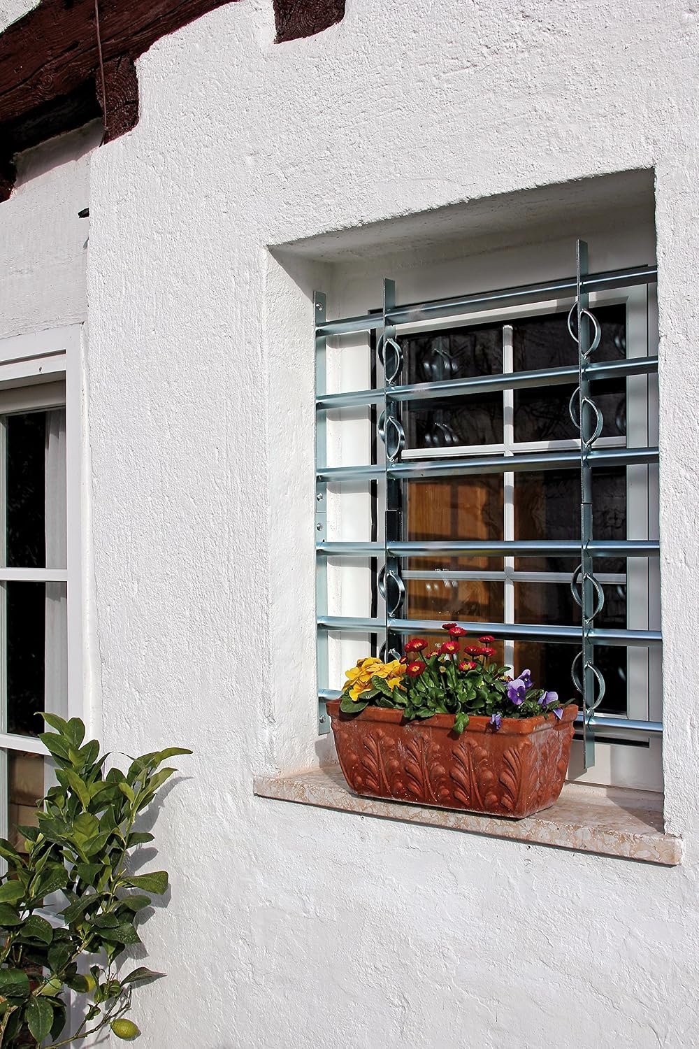 Alberts 563646 Secorino Style Window Grille | Sliding For External Windows | Burglar Protection Grille | Galvanised In Blue | 600 X 500-650 Mm