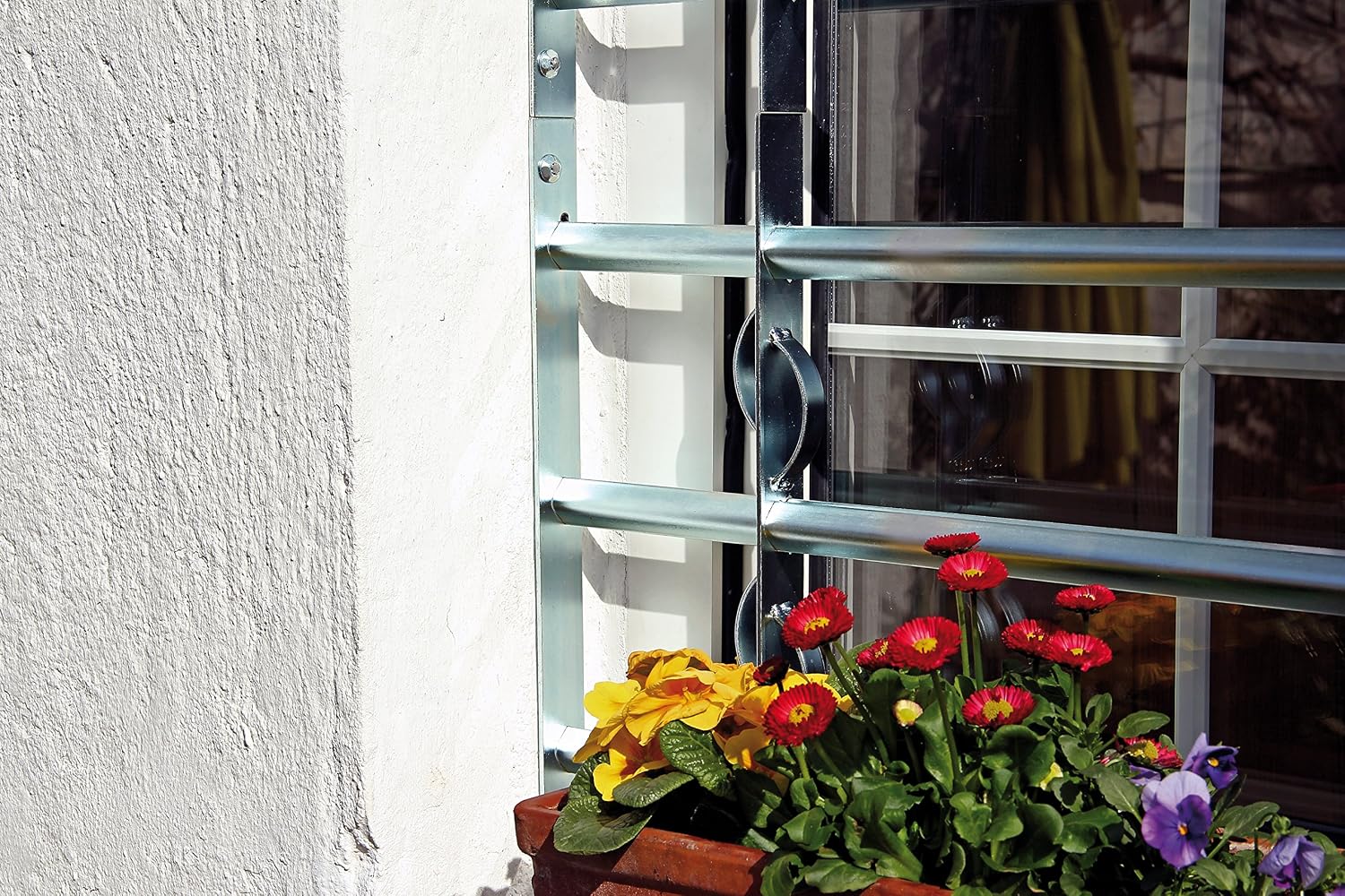  Alberts 563646 Secorino Style Window Grille | Sliding For External Windows | Burglar Protection Grille | Galvanised In Blue | 600 X 500-650 Mm