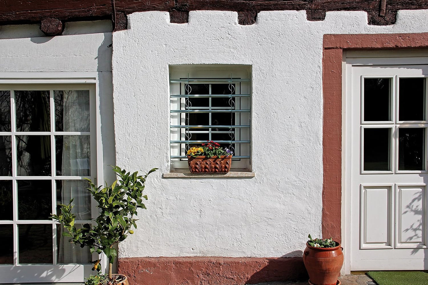  Alberts 563646 Secorino Style Window Grille | Sliding For External Windows | Burglar Protection Grille | Galvanised In Blue | 600 X 500-650 Mm